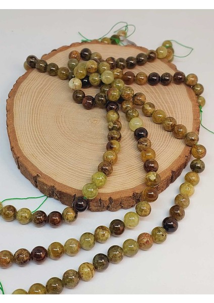 Çeyrek Dizi (9cm Uzunluğundadır!) Yeşil Alacalı Lal (Granat) (Garnet) Taşı Çeyrek Dizi 10MM (49238) fırsatları