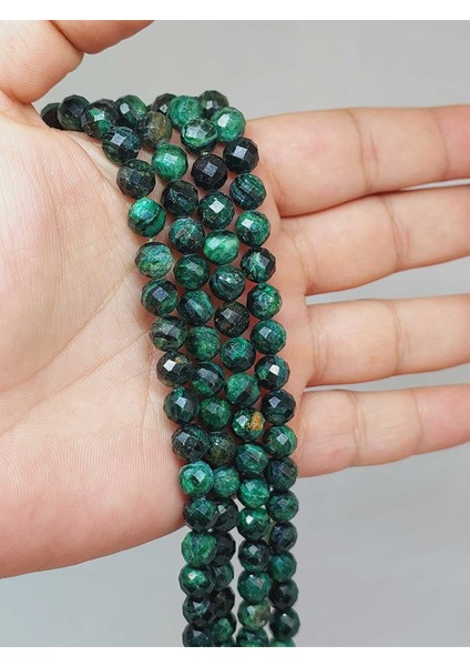 Çeyrek Dizi (9cm Uzunluğundadır!) Zümrüt Taşı Faset Kesim Çeyrek Dizi 7mm (52844)