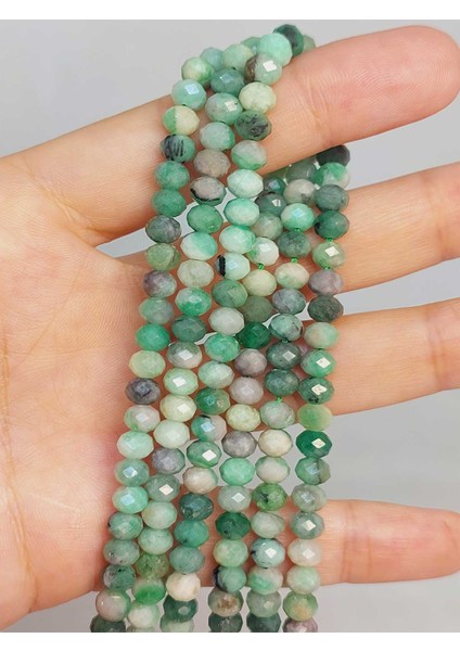 Çeyrek Dizi (9cm Uzunluğundadır!) Zümrüt Taşı Rondela Faset Kesim Çeyrek Dizi 4*5.5mm (45904)