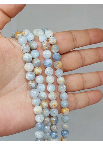 Çeyrek Dizi (9cm Uzunluğundadır!) Selestit Taşı Çeyrek Dizi 7mm (52804)