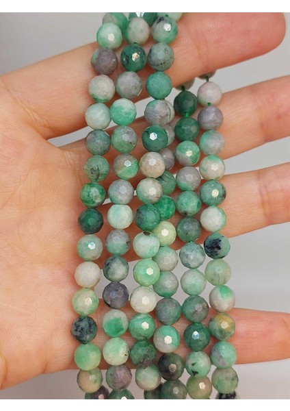 Çeyrek Dizi (9cm Uzunluğundadır!) Zümrüt Taşı Faset Kesim 6mm Çeyrek Dizi (45916)