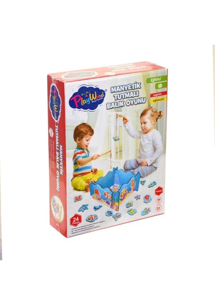 Kutuda Ahşap Manyetik Tutmalı Balık Oyunu