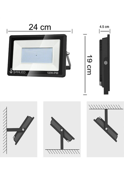 100W 9000 Lumen 6500K Beyaz Işık Smd LED Projektör/ 4 Adettir