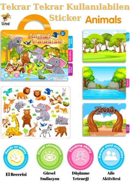 Animal Paradise Tekrar Tekrar Kullanılabilen Sticker