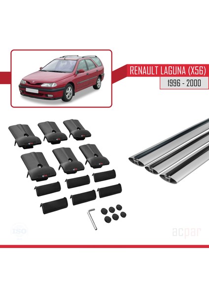 Renault Laguna (X56) Sw 1996-2000 Arası ile Uyumlu Fly Model Ara Atkı Tavan Barı Gri 3 Adet indirimleri