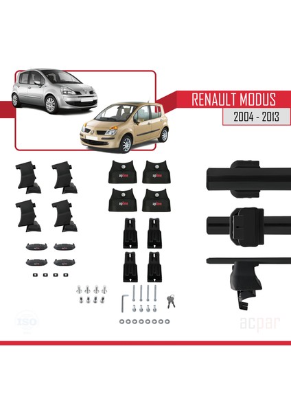 Renault Modus 2004-2013 Arası ile Uyumlu Ace-4 Ara Atkı Tavan Barı Siyah indirimleri