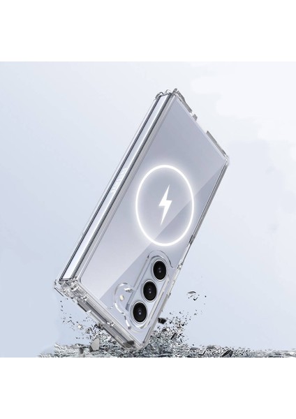 Samsung Galaxy Z Fold 6 Kılıf Magsafe Wireless Kablosuz Şarj Destekli Sert Şeffaf Darbe Emici Kapak (Embos) modelleri