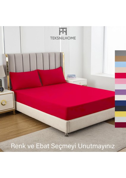 | Ranforce | Pamuklu Çift Kişilik Kırmızı Lastikli Çarşaf | 14 Renk | Fıtted | 200X200