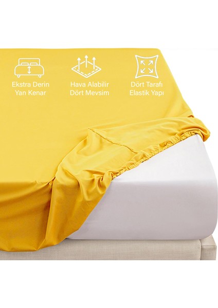 | Ranforce | Pamuklu Çift Kişilik Sarı Lastikli Çarşaf | 14 Renk | Fıtted | 140X200 fırsatları