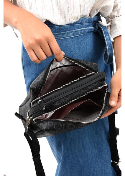 Impolo Selin Siyahempirme Baskı Kadın Omuz ve Çapraz Çantası 18X25 Ebatında modelleri