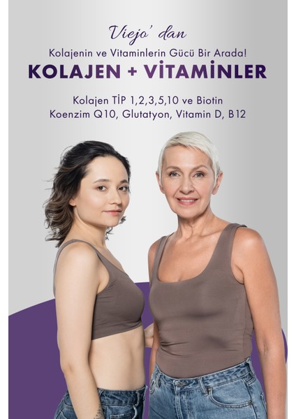 Kolajen ve Vitaminler ( Tip 1,2,3,5,10 ve Biotin, Koenzim Q10, Glutatyon, Vitamin D, B12 ) 60 Tablet