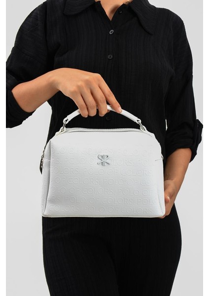 Impolo Selin Beyazgofraj Baskı Kadın Omuz ve Çapraz Çantası 18X25 Ebatında