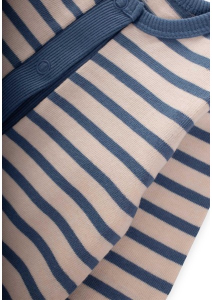 Çizgili Triko Tulum 0-3 Yaş Indigo Mavi modelleri