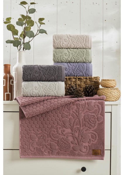 (6.Lı Set) Avangard Seri Çeyizlik Jakarlı 50 x 90 cm . Bukle Dokulu El, Yüz Havlusu