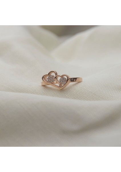 Çift Kalpli 925 Ayar Mimimal Gümüş Yüzük