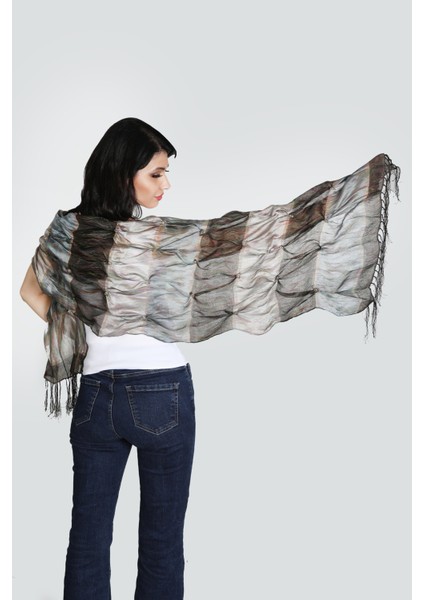 Antrasit Saten Ipek Şal