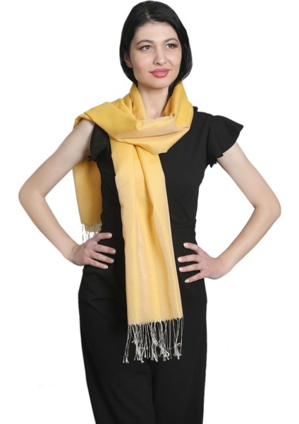 Sarı Saten Ipek Şal