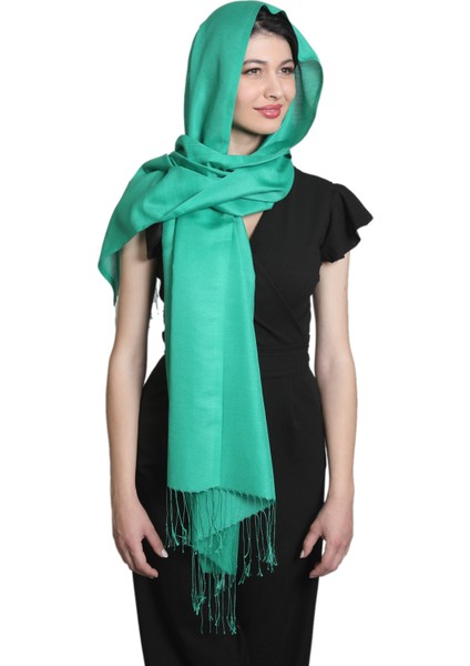 Çimen Yeşili Saten Ipek Şal