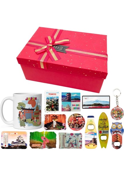 Japonya Hediye Kutusu 10 Parça Kupa Magnet Anahtarlık Kutu