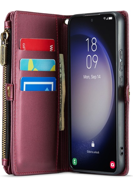 Samsung Galaxy S23 Plus Deri Telefon Omuz Çantası Kart Yuvaları Fermuarlı Cebi (Yurt Dışından) modelleri