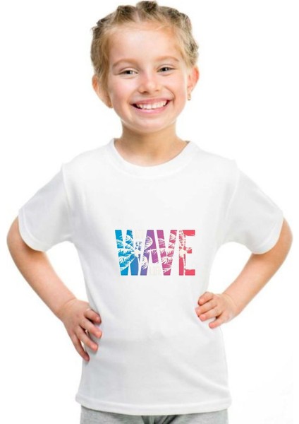Kaliteli Çocuk T-Shirt Süprem Kumaş Bisiklet Yaka My Wave Life Baskılı