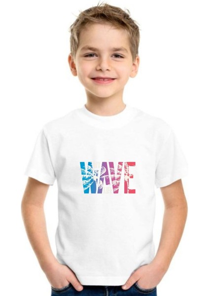 Kaliteli Çocuk T-Shirt Süprem Kumaş Bisiklet Yaka My Wave Life Baskılı modelleri
