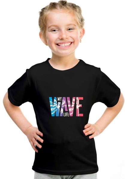 Kaliteli Çocuk T-Shirt Süprem Kumaş Bisiklet Yaka My Wave Life Baskılı fiyatları