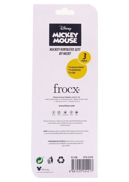 Lisanslı Kırtasiye Seti 3 Parça Mıckey Mouse Siyah