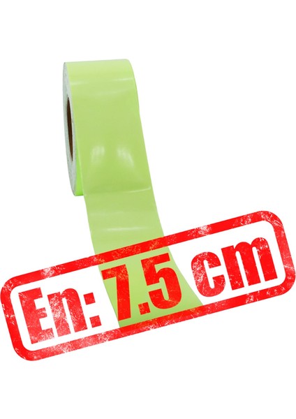 Fotolümen Gece Parlayan 7.5 cm Yeşil Reflektörlü Fosforlu Reflektif Düz Şerit Bant 5 mt Ikaz Bandı modelleri