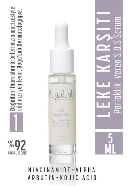 Niacinamide+ Alpha Arbutin Sos 3 Shot Leke Karşıtı ve Aydınlatıcı Serum