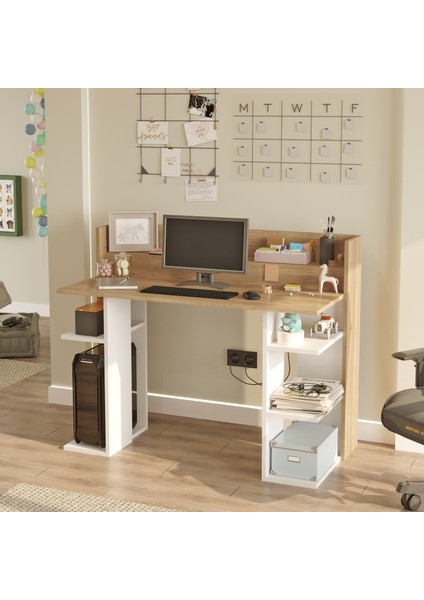 Walter Çalışma Masası Bilgisayar Masası Raflı Sepet-Beyaz Wr1-Sw