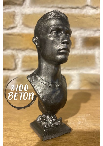 Ronaldo 13 cm ve Ballon D'or 15 cm Boyunda-Hediye Paketi ile Beraber Beton Büst/figür/biblo