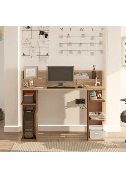 Walter Çalışma Masası Bilgisayar Masası Raflı Sepet-Kiremit Wr1-Sk fiyatları