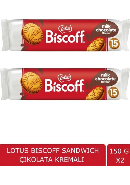 Bıscoff Sandwıch Bıscoff Chocolate 150 gr - Çikolata Kremalı Bisküvi x 2 Adet