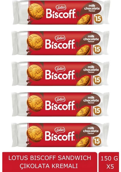 Bıscoff Sandwıch Bıscoff Chocolate 150 G - Çikolata Kremalı Bisküvi x 5 Adet