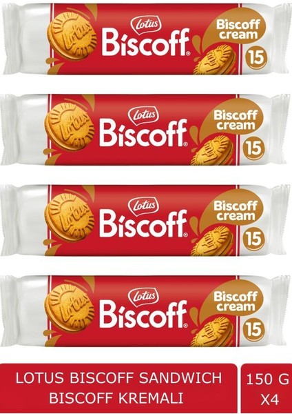 Bıscoff Sandwıch Bıscoff Cream Sürülebilir Kremalı Bisküvi - 150 gr x 4 Adet