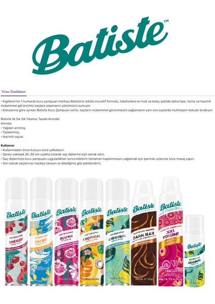 Batıste Kuru Şampuan Xxl Volume 200 ml x 3 Adet