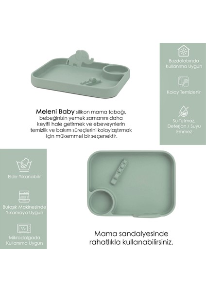 5'li Silikon Beslenme Seti - Bebek Mama Önlüğü - Tabak - Vakumlu Kase - Pipetli Bardak - Kaşık-Yeşil fırsatları
