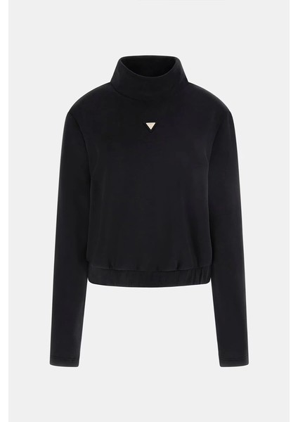 Kadın Yüksek Yaka Siyah Sweatshirt indirimleri