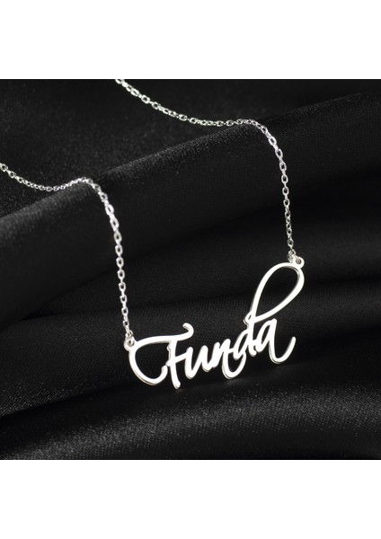 925 Ayar Gümüş Zarif Isim Detaylı Kolye Özel Tasarım modelleri