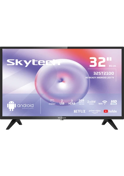 32ST2100 32" 81 Ekran Dahili Uydu Alıcılı HD Ready Smart LED TV