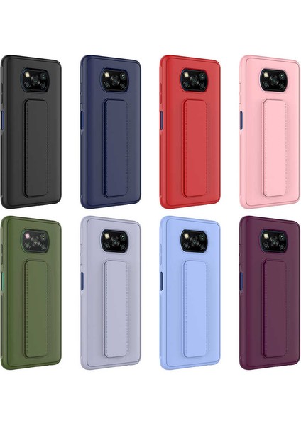 Xiaomi Poco X3 Kılıf Zore Qstand Kapak-Kırmızı