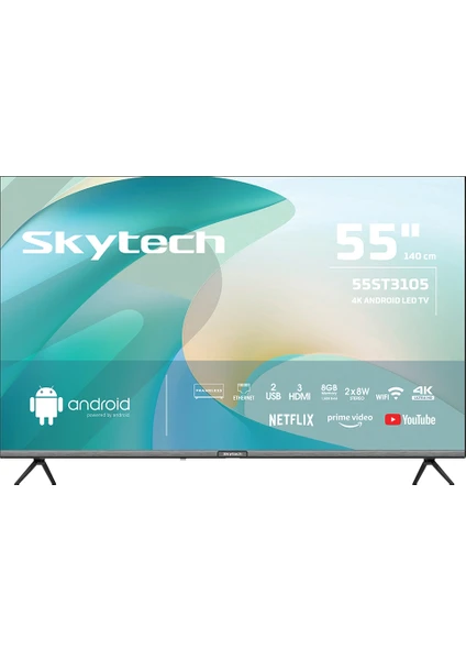 55ST3105 55" 139 Ekran Dahili Uydu Alıcılı 4K Ultra HD Smart LED TV