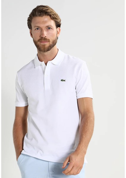 Erkek Klasik Fit Beyaz Polo Yaka Tişört
