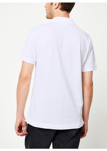 Erkek Klasik Fit Beyaz Polo Yaka Tişört