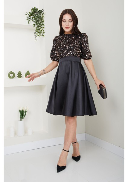 Pullu Saten Abiye Elbise 2715
