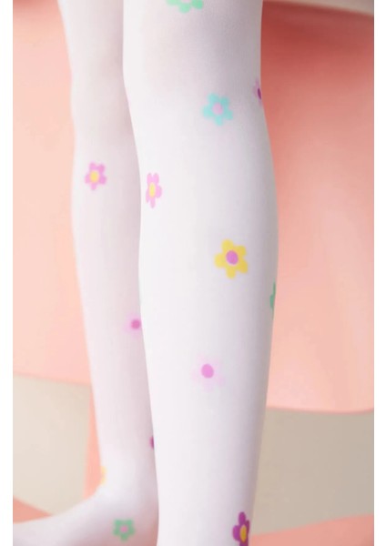 Colorful Daisy Papatya Desenli Kız Çocuk Külotlu Çorap