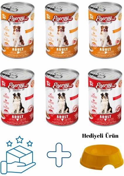 Sığır Etli Yaş Konserve 400 gr Kuzu Etli Yaş Konserve Köpek Maması 400 gr - 3'er Adet