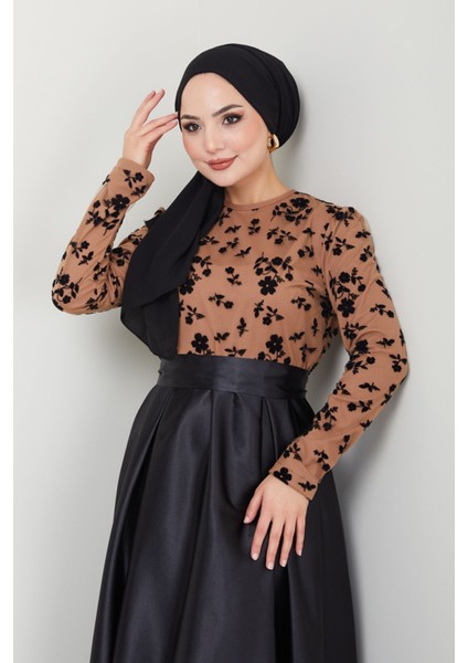 Flok Desenli Saten Abiye 2709 fiyatları