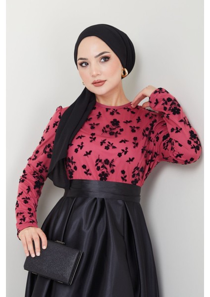 Flok Desenli Saten Abiye 2709 fırsatları